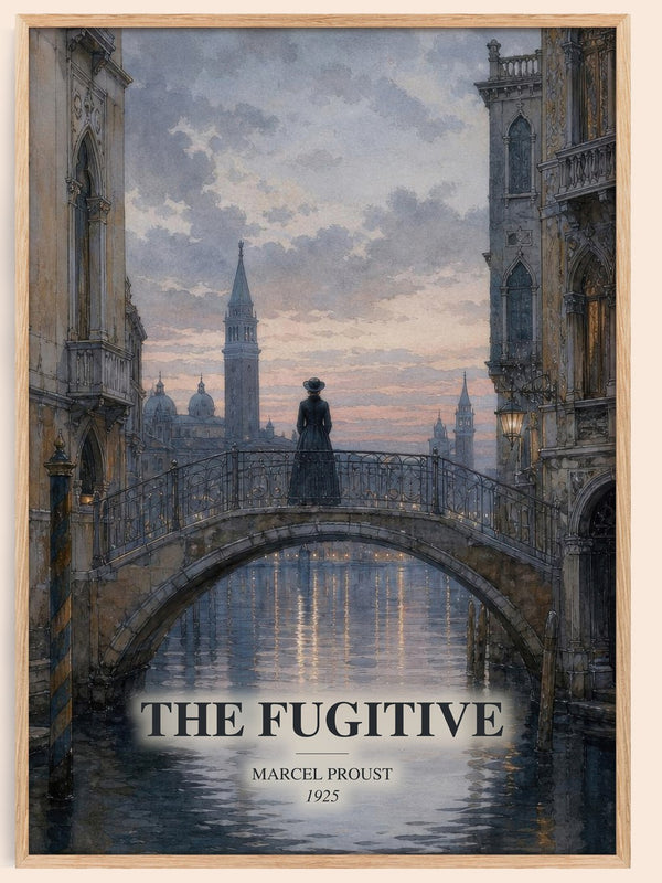 The Fugitive watercolour book poster by Marcel Proust – framed literary art print