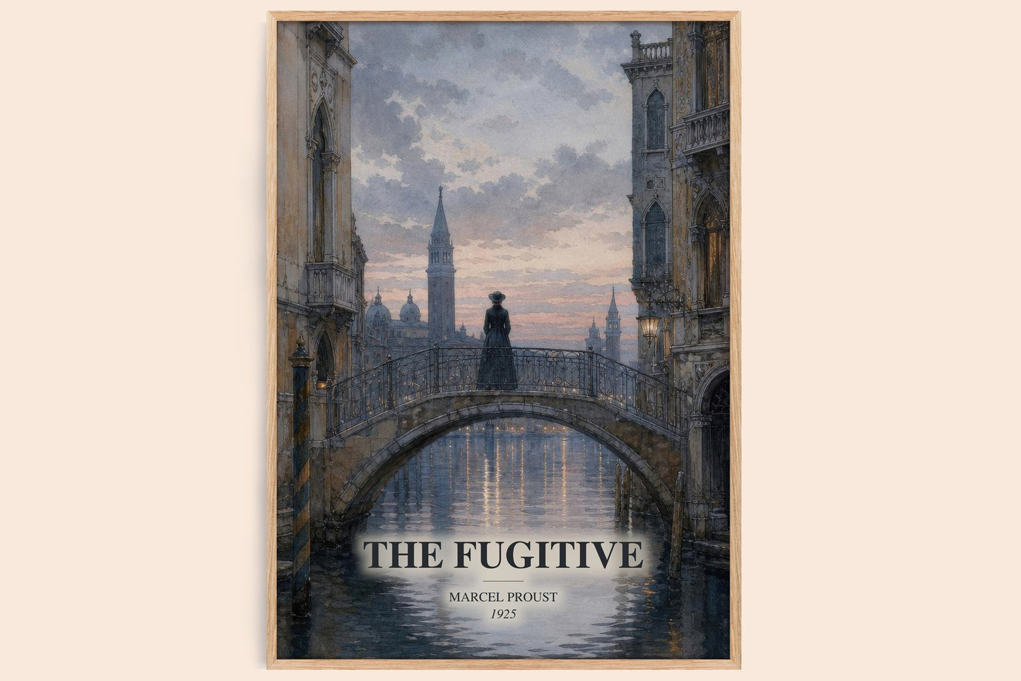 The Fugitive watercolour book poster by Marcel Proust – framed literary art print