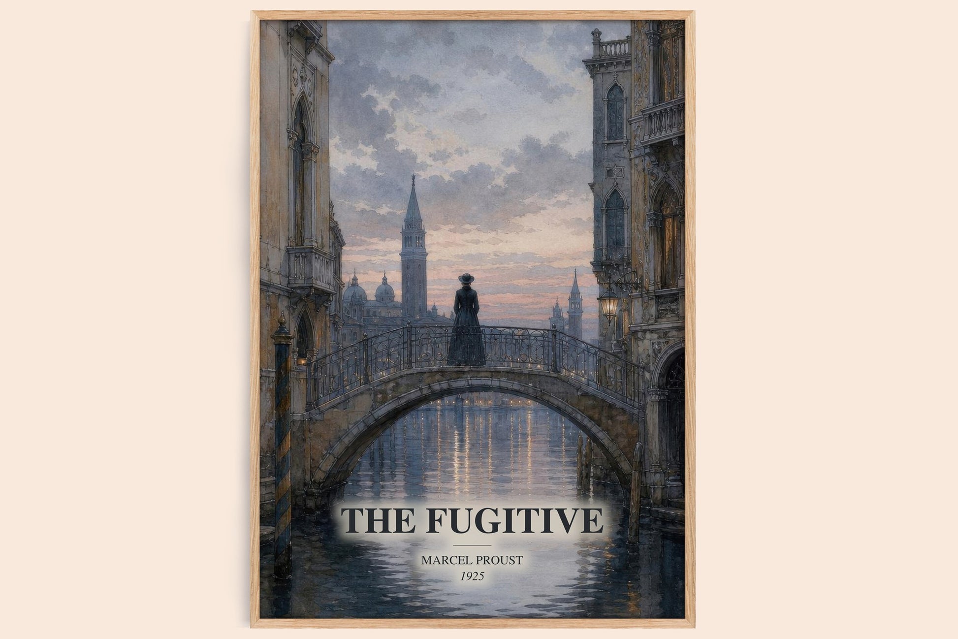 The Fugitive watercolour book poster by Marcel Proust – framed literary art print