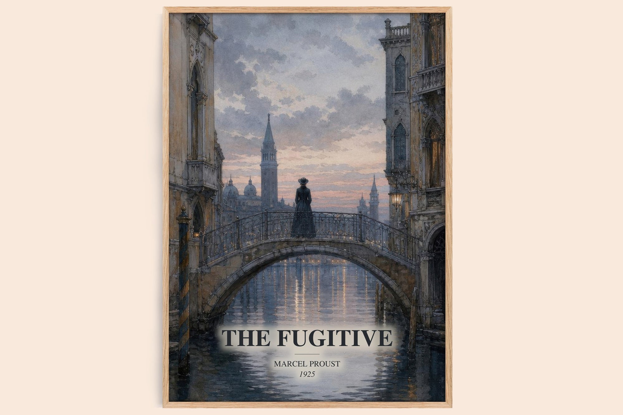 The Fugitive watercolour book poster by Marcel Proust – framed literary art print