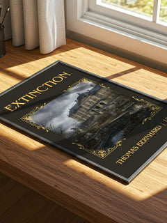 Extinction Classic Book Art Print by Thomas Bernhard – print on a sunlit desk
