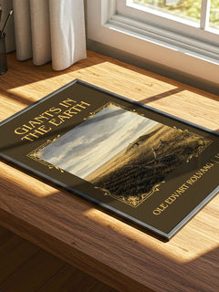 Giants in the Earth Classic Book Art Print by Ole Edvart Rolvaag – print on a sunlit desk