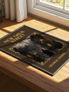 New Grub Street Classic Book Art Print by George Gissing – print on a sunlit desk