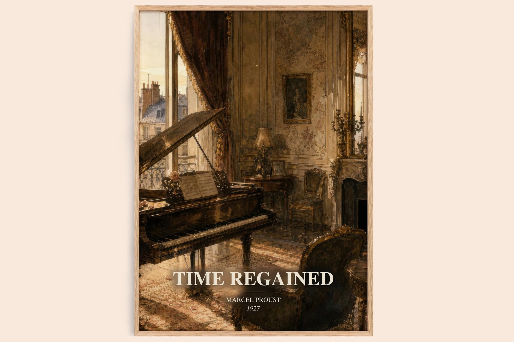 Time Regained watercolour book poster by Marcel Proust – framed literary art print