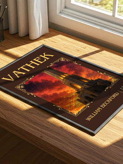 Vathek Classic Book Art Print by William Beckford – print on a sunlit desk