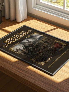 Simplicius Simplicissimus Classic Book Art Print by H. Grimmelshausen – print on a sunlit desk