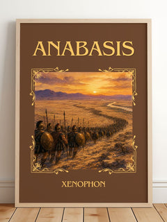 Anabasis Classic Book Art Print by Xenophon – framed print leaning on a wooden floor