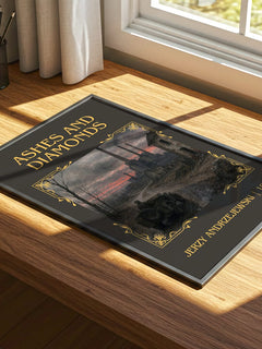 Ashes and Diamonds Classic Book Art Print by Jerzy Andrzejewski – print on a sunlit desk