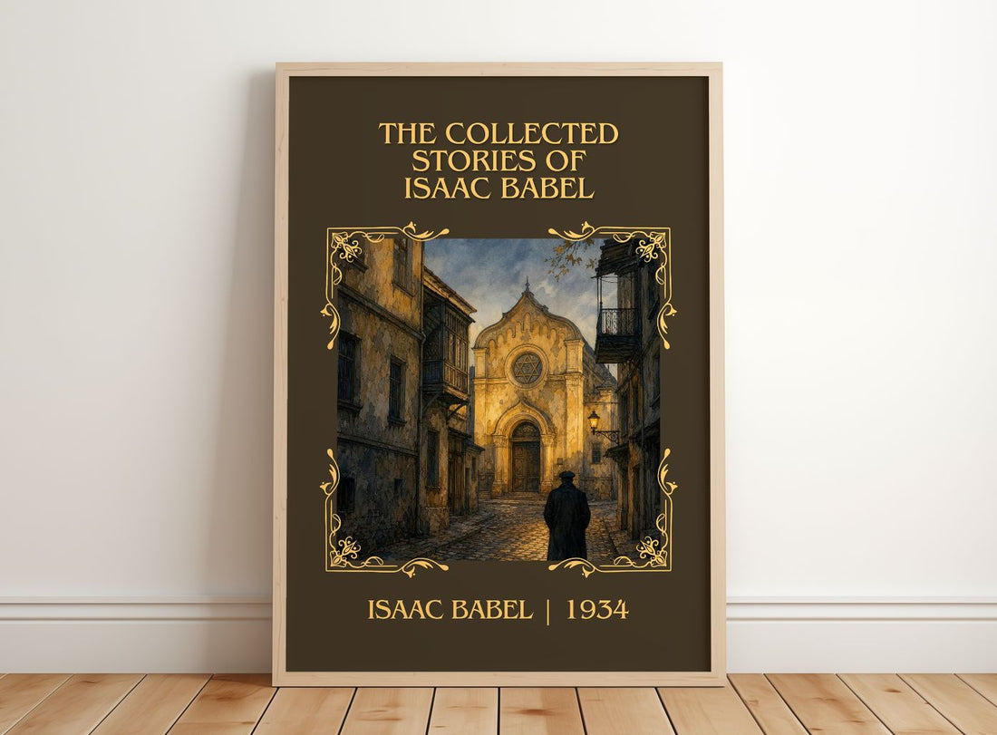 Collected Stories of Isaac Babel Classic Book Art Print by Isaac Babel – framed print leaning on a wooden floor