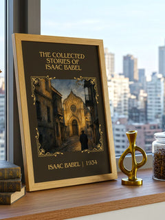Collected Stories of Isaac Babel Classic Book Art Print by Isaac Babel – framed print on a city-view windowsill
