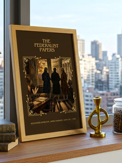 Federalist Papers Classic Book Art Print by A. Jay – framed print on a city-view windowsill