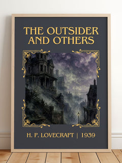 The Outsider And Others Classic Book Art Print by H. P. Lovecraft – framed print leaning on a wooden floor