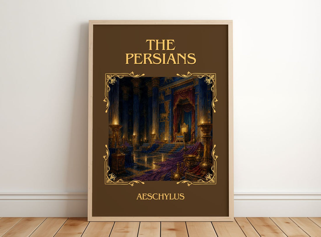 The Persians Classic Book Art Print by Aeschylus – framed print leaning on a wooden floor