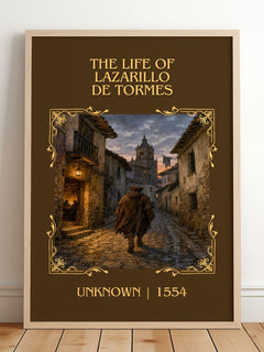 The Life of Lazarillo de Tormes Classic Book Art Print by Unknown – framed print leaning on a wooden floor