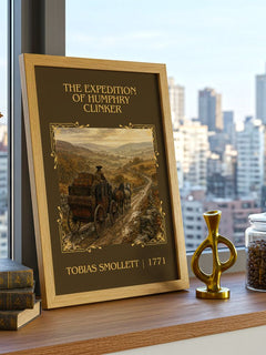 Expedition of Humphry Clinker Classic Book Art Print by T. Smollett – framed print on a city-view windowsill