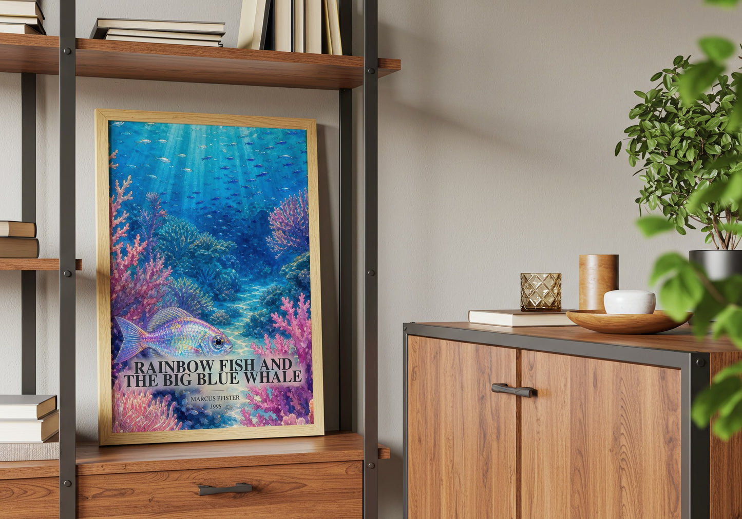 Rainbow Fish And The Big Blue Whale book watercolour illustration paper finish options – matte satin gloss