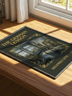 The German Lesson Classic Book Art Print by Siegfried Lenz – print on a sunlit desk
