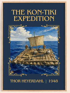 The Kon-Tiki Expedition Classic Book Art Print by Thor Heyerdahl – book poster