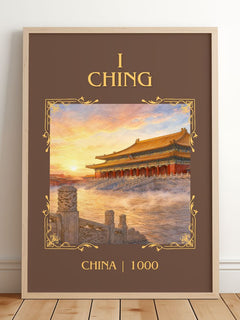 I Ching Classic Book Art Print by China – framed print leaning on a wooden floor