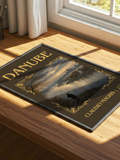 Danube Classic Book Art Print by Claudio Magris – print on a sunlit desk