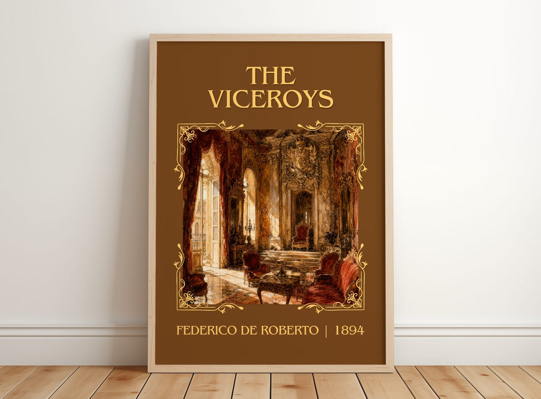 The Viceroys Classic Book Art Print by Federico De Roberto – framed print leaning on a wooden floor