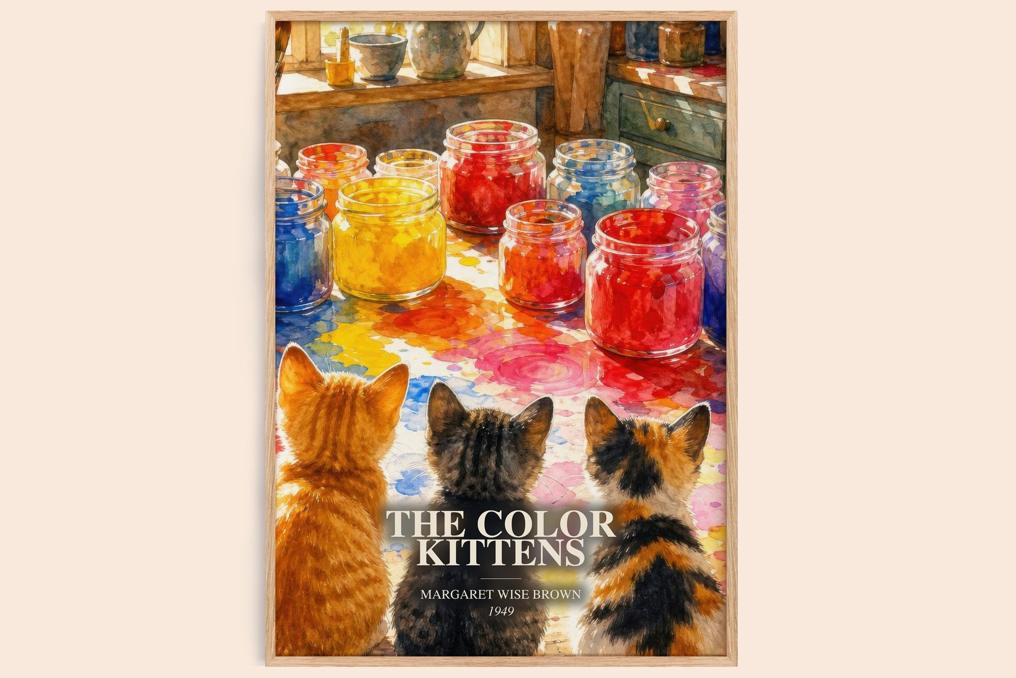 The Color Kittens watercolour book poster by Margaret Wise Brown – framed literary art print