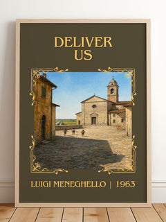 Deliver Us Classic Book Art Print by Luigi Meneghello – framed print leaning on a wooden floor