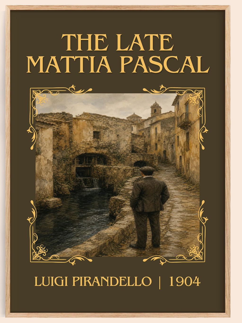 The Late Mattia Pascal Classic Book Art Print by Luigi Pirandello – book poster