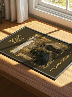 The Late Mattia Pascal Classic Book Art Print by Luigi Pirandello – print on a sunlit desk