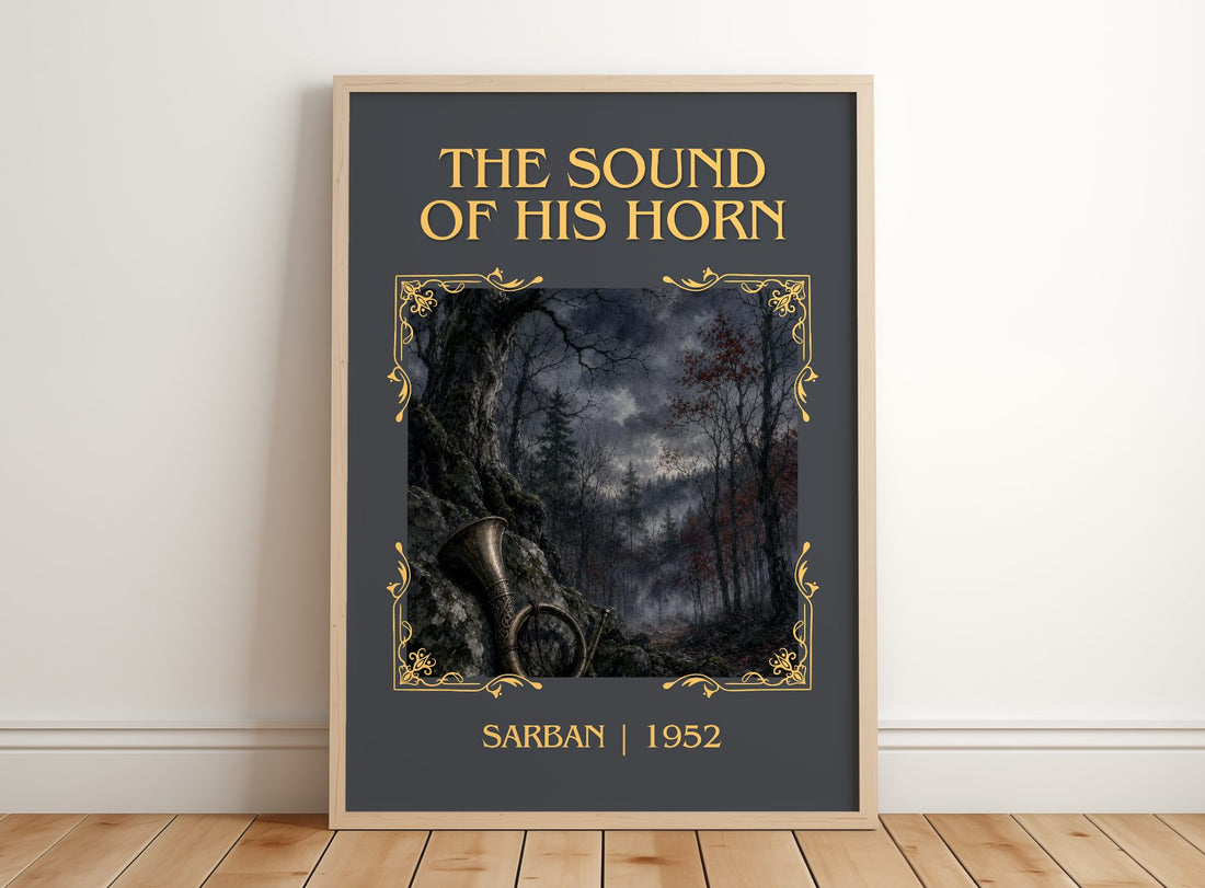 The Sound Of His Horn Classic Book Art Print by Sarban – framed print leaning on a wooden floor