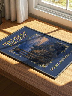Decline of the West Classic Book Art Print by Oswald Spengler – print on a sunlit desk