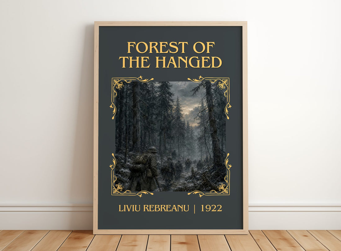 Forest of the Hanged Classic Book Art Print by Liviu Rebreanu – framed print leaning on a wooden floor
