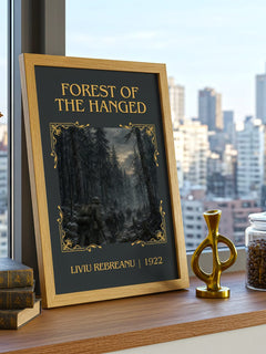 Forest of the Hanged Classic Book Art Print by Liviu Rebreanu – framed print on a city-view windowsill