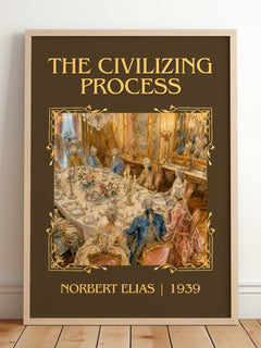 The Civilizing Process Classic Book Art Print by Norbert Elias – framed print leaning on a wooden floor