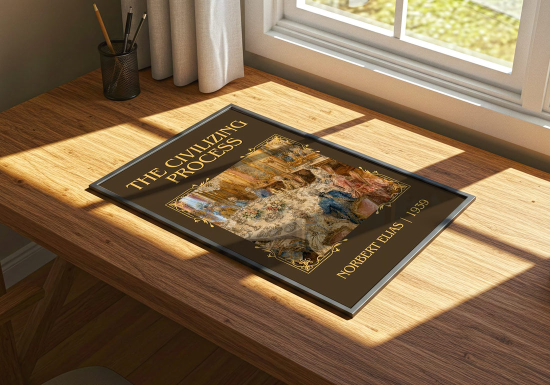 The Civilizing Process Classic Book Art Print by Norbert Elias – print on a sunlit desk