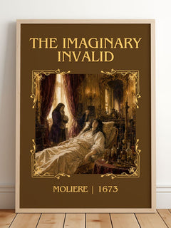 The Imaginary Invalid Classic Book Art Print by Molière – framed print leaning on a wooden floor