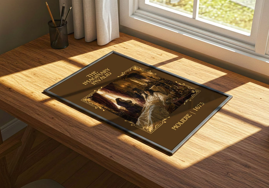 The Imaginary Invalid Classic Book Art Print by Molière – print on a sunlit desk