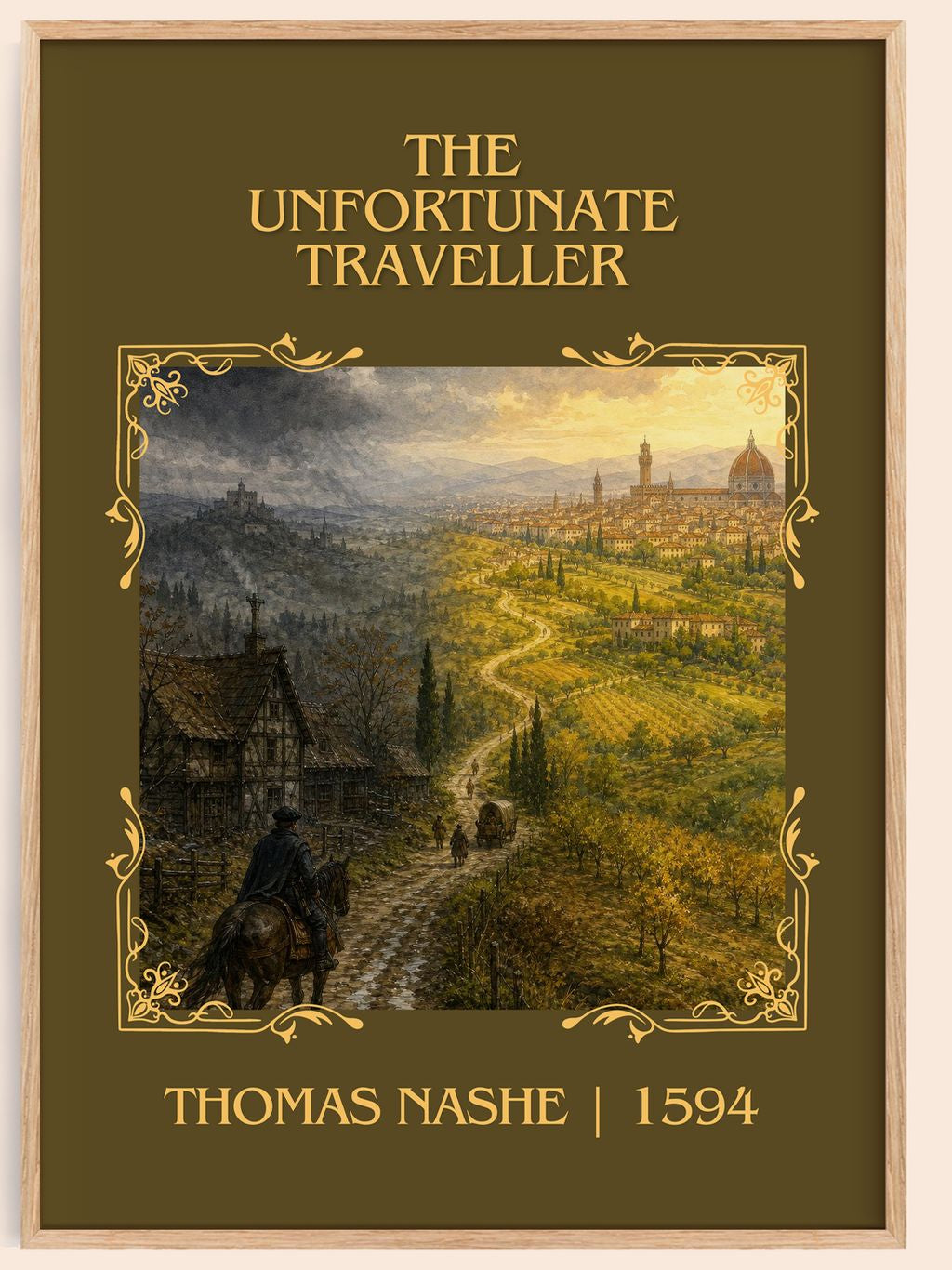 The Unfortunate Traveller Classic Book Art Print by Thomas Nashe – book poster