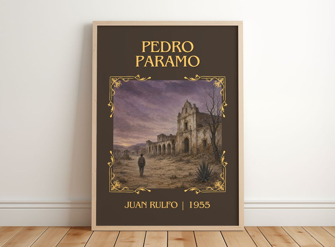 Pedro Páramo Classic Book Art Print by Juan Rulfo – framed print leaning on a wooden floor