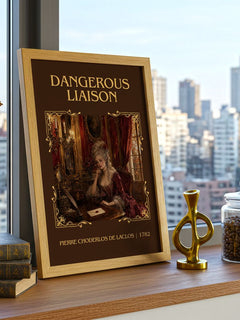 Dangerous Liaison Classic Book Art Print by Pierre Choderlos de Laclos – framed print on a city-view windowsill