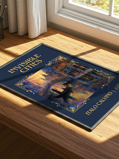 Invisible Cities Classic Book Art Print by Italo Calvino – print on a sunlit desk