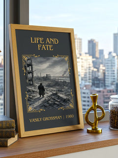 Life and Fate Classic Book Art Print by Vasily Grossman – framed print on a city-view windowsill