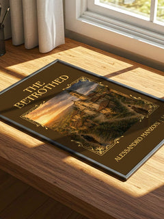 The Betrothed Classic Book Art Print by Alessandro Manzoni – print on a sunlit desk