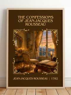The Confessions of Jean-Jacques Rousseau Classic Book Art Print by Jean-Jacques Rousseau – framed print leaning on a wooden floor