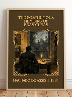 Posthumous Memoirs of Bras Cubas Classic Book Art Print by M. Assis – framed print leaning on a wooden floor