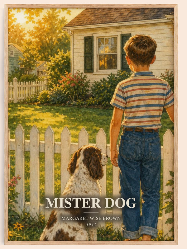 Mister Dog watercolour book poster by Margaret Wise Brown – framed literary art print