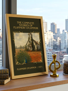 The Complete Stories of Flannery O'Connor Classic Book Art Print by Flannery O'Connor – framed print on a city-view windowsill