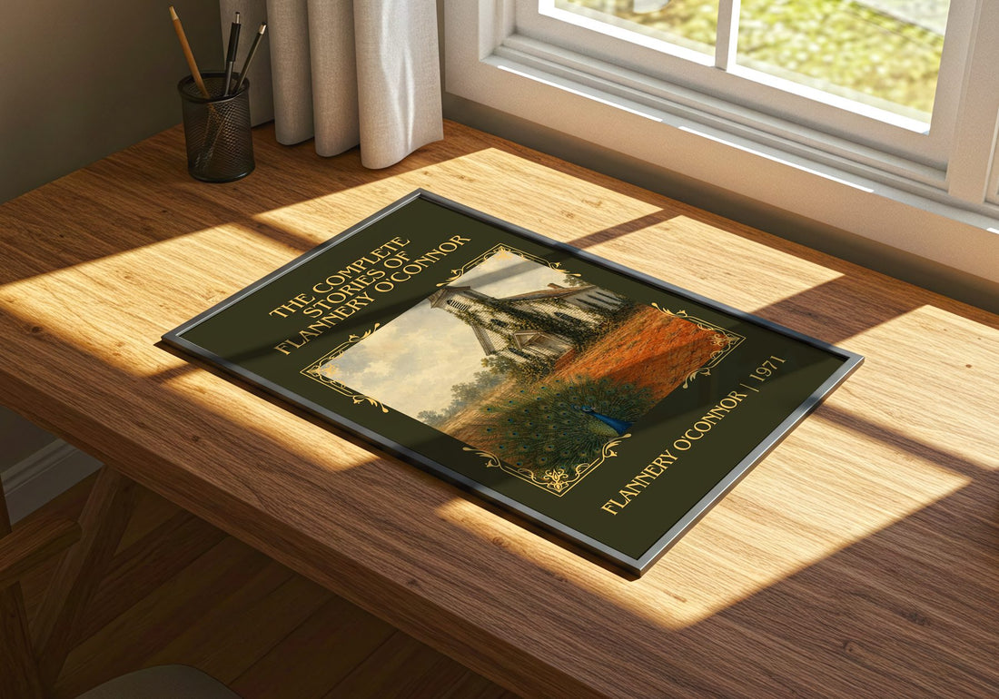 The Complete Stories of Flannery O'Connor Classic Book Art Print by Flannery O'Connor – print on a sunlit desk
