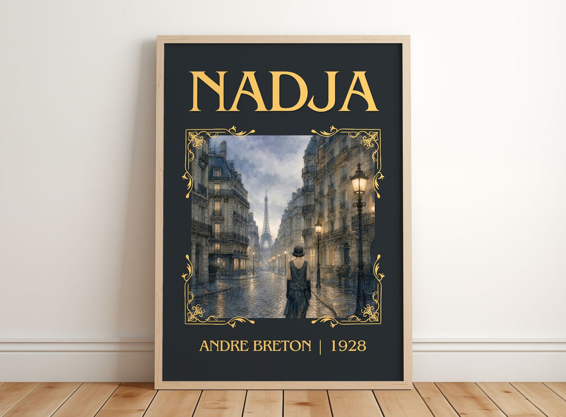 Nadja Classic Book Art Print by André Breton – framed print leaning on a wooden floor