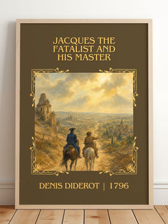 Jacques the Fatalist and His Master Classic Book Art Print by Denis Diderot – framed print leaning on a wooden floor
